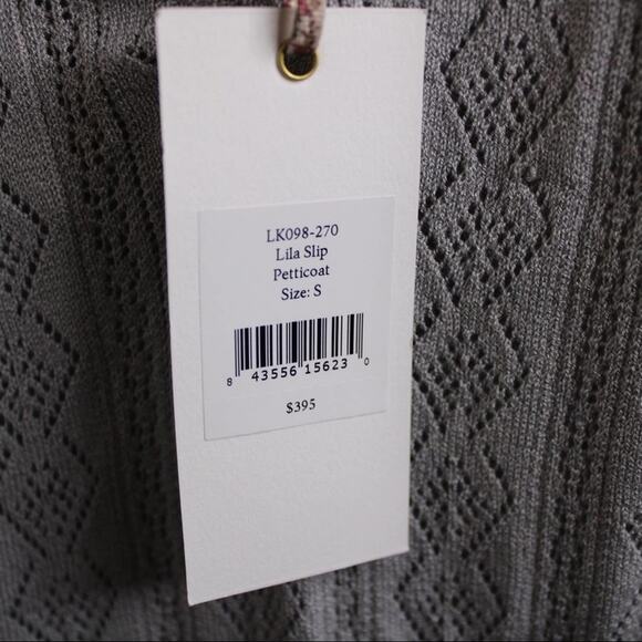 LoveShackFancy Lila Pointelle Slip Dress Petticoat Gray S - Picture 8 of 9